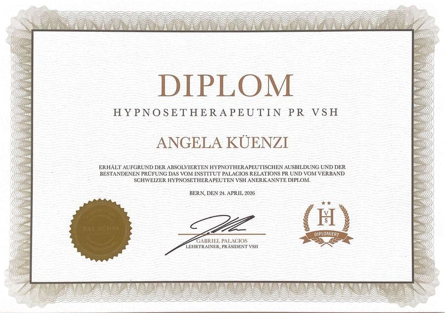Diplom Hypnosetherapeutin PR VSH von Angela Küenzi